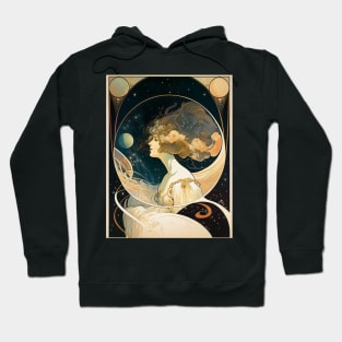 Girl In Space Art Nouveau Alphonse Mucha Inspired Design Hoodie